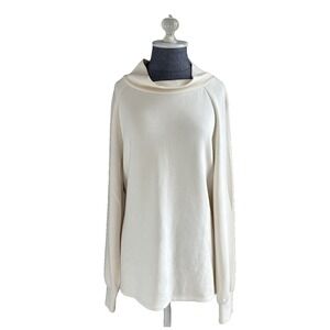 Varley Womens Cream Pullover Soft Cinch Waist Size Small Athleisure Comfort Cowl